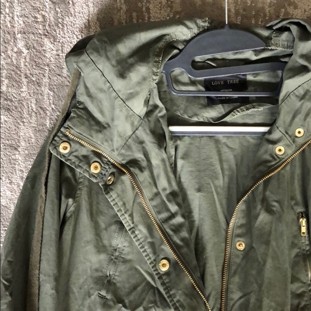 Urban Outfitters Olive Green Hooded Utility Jacket